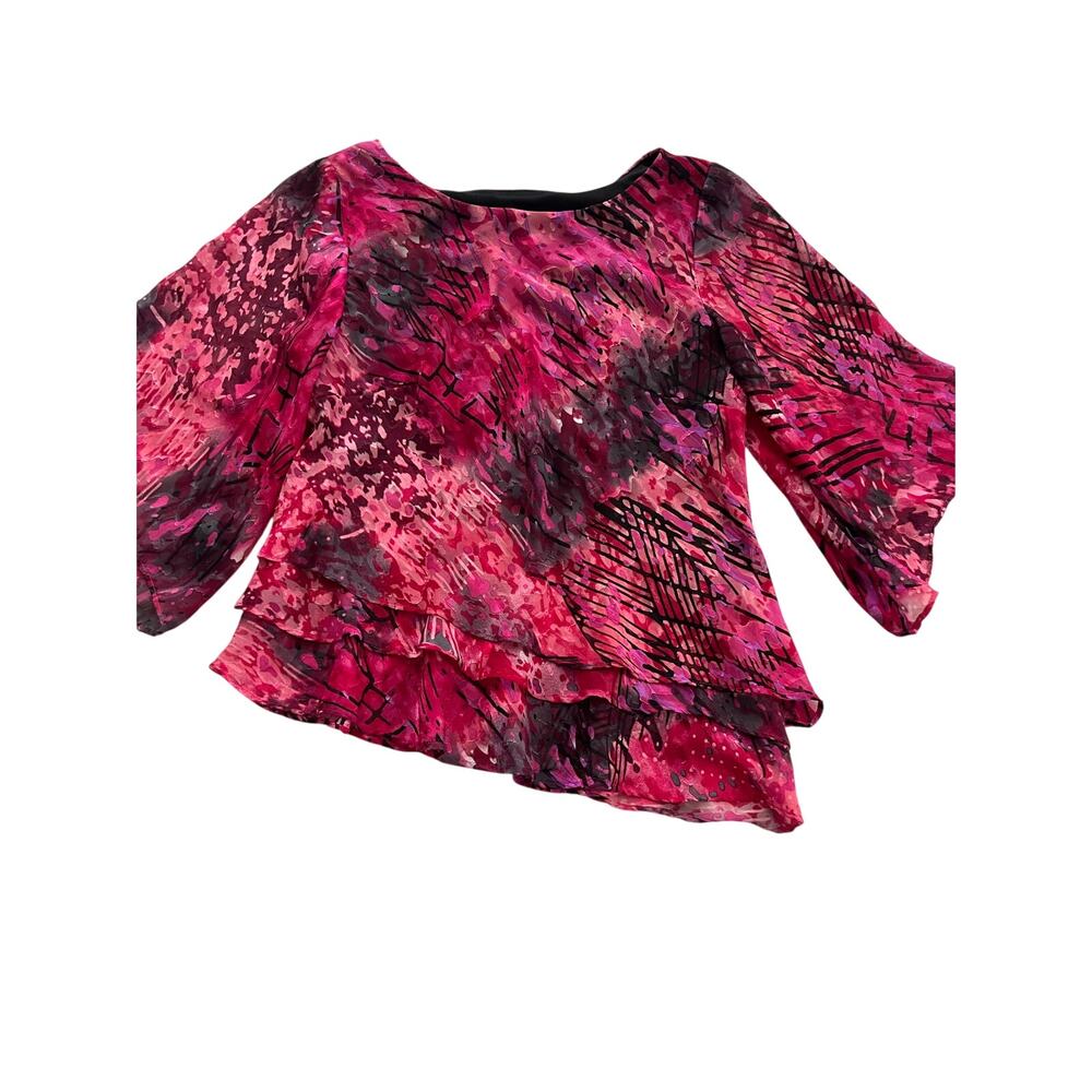 Alex evenings tiered top medium asymmetrical hem geometric